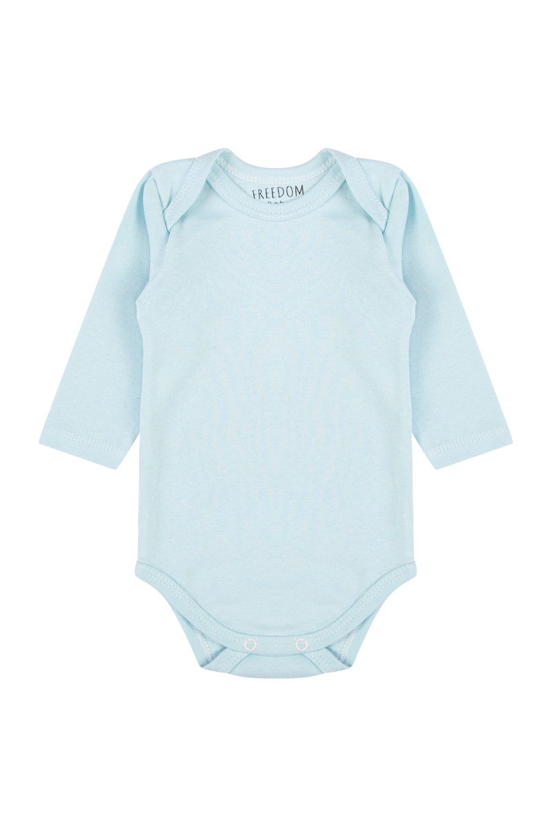 Body Infantil Manga Longa Azul Liso Suedine Freedom Baby