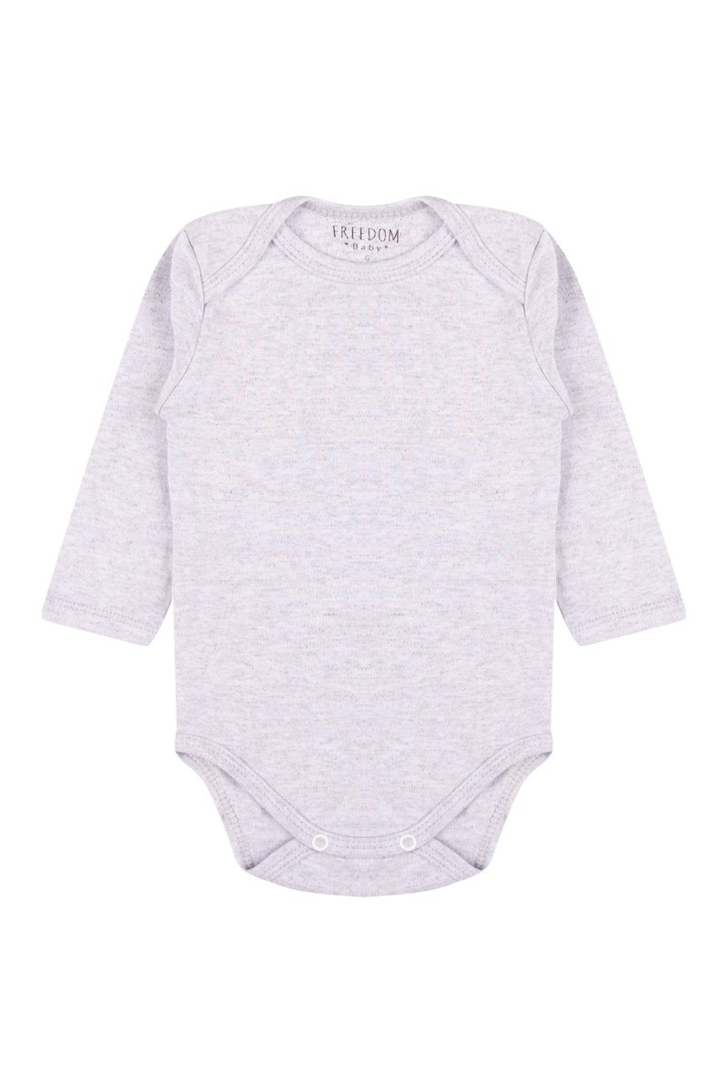 Body Infantil Manga Longa Cinza Liso Suedine Freedom Baby